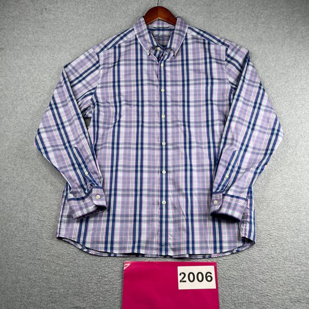 Vineyard Vines OTG Performance brrr Shirt Purple Plaid Button Up Long Sleeve L